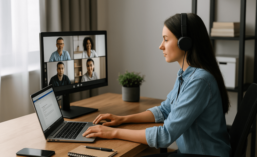 Woman infront of laptop